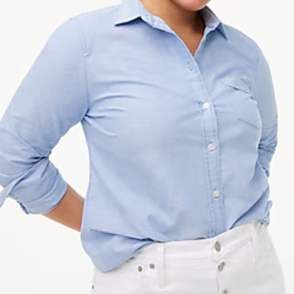 J.CREW Factory Blue Button Front Oxford Shirt Blue Women's Size Large NWT - Picture 3 of 8